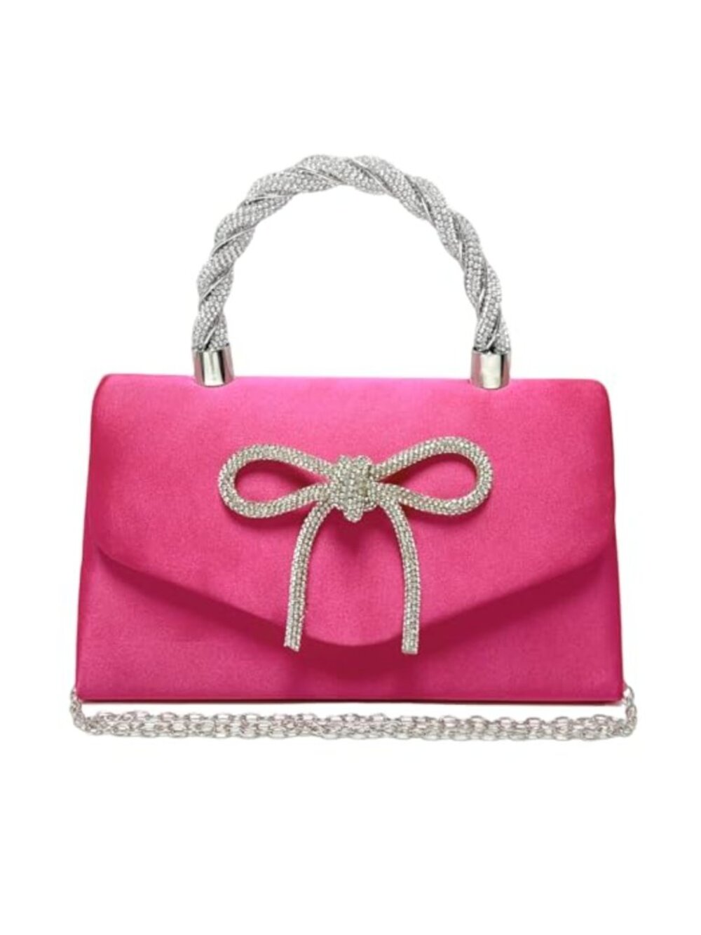 Sparkly Bow Rhinestone Clutch Evening Bag Dressy Party Wedding Purse